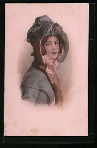 Künstler-AK M. Munk Nr. 894: Junge Frau mit Hut