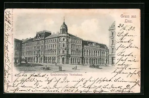 AK Linz, Kaufmännisches Vereinshaus, Strassenpartie