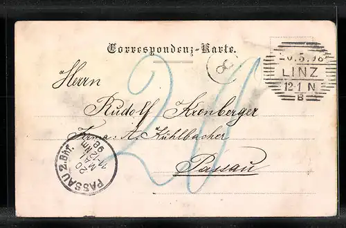 AK Linz, Kaufmännisches Vereinshaus, Strassenpartie