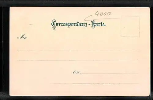 Lithographie Linz a. D., Ortspartie mit Kirche