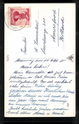 AK Linz a. D., Landstrasse bei Nacht mit Geschäft Palmers