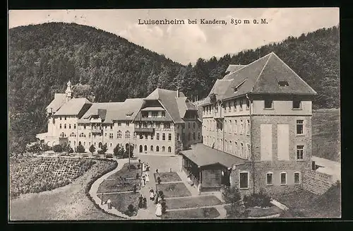 AK Kandern, Luisenheim mit Garten aus der Vogelschau