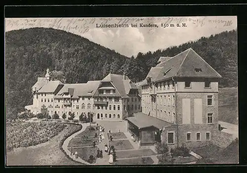 AK Kandern, Luisenheim mit Garten aus der Vogelschau