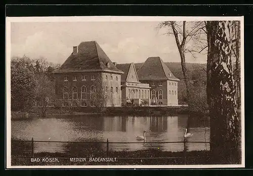 AK Bad Kösen, Medizin. Badeanstalt mit Schwanenteich