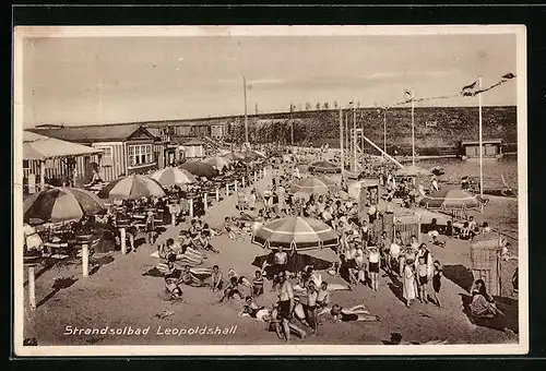 AK Leopoldshall, Belebtes Strandsolbad mit Badegästen