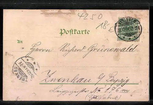 AK Eisleben, Marktplatz mit Lutherdenkmal