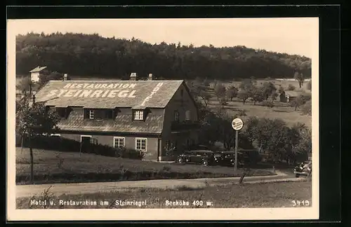AK St. Andrä-Wördern, Hotel und Restauration am Steinriegel aus der Vogelschau