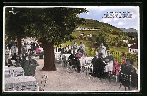 AK Klosterneuburg, Gasthaus Stiftskeller - Terrasse mit Blick ins Kierlingertal