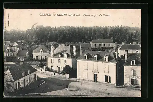 AK Cheffes-sur-Sarthe, Panorama pris du Clocher