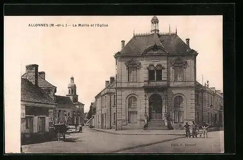 AK Allonnes, La Mairie et l`Eglise