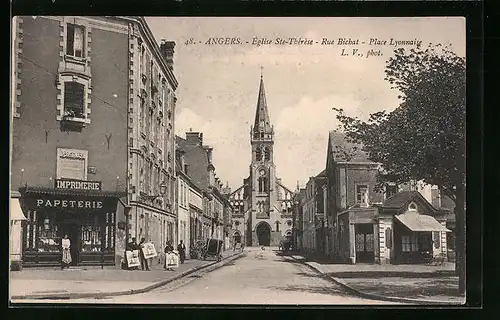 AK Angers, Eglise Ste-Thérèse, Rue Bichat, Place Lyonnaise