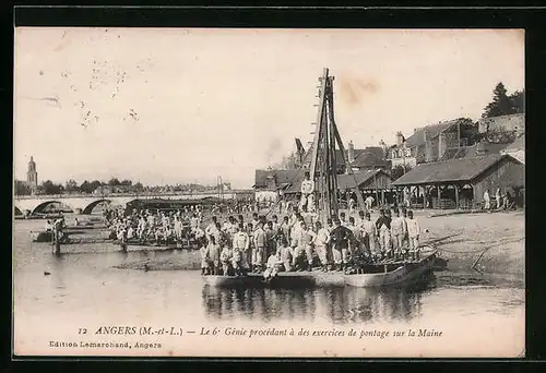 AK Angers, Le 6. genie procèdant à des exercices de pontage sur la Maine