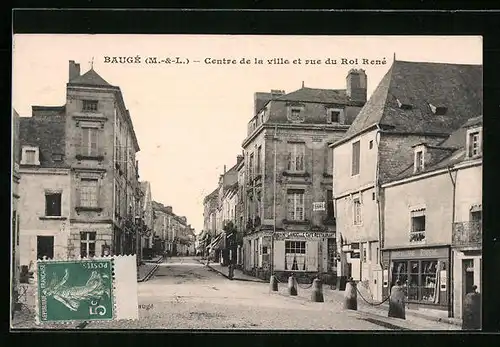 AK Baugé, Centre de la ville et rue du Roi René