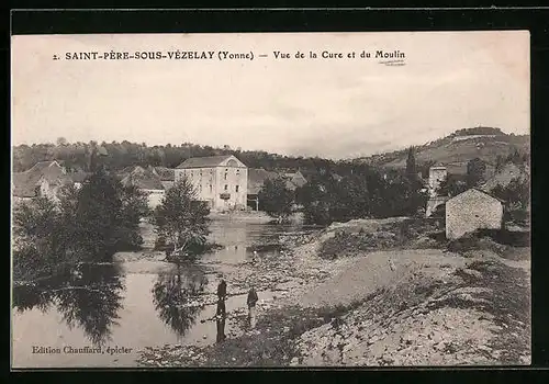 AK Saint-Père-Sous-Vézelay, Vue de la Cure et du Moulin