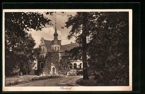 AK Könnern, Schloss Piesdorf vom Weg aus