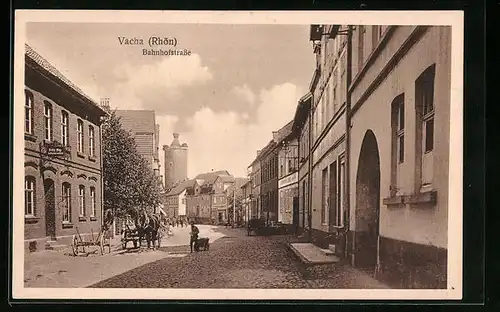AK Vacha /Rhön, Bahnhofstrasse mit Pferdewagen