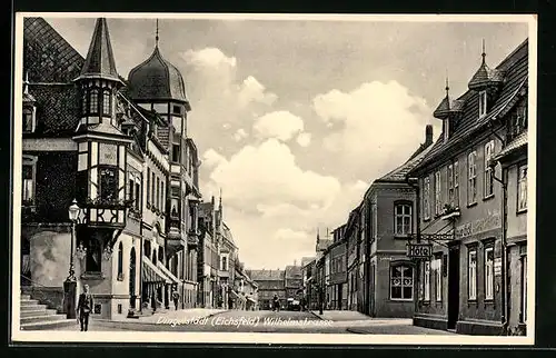 AK Dingelstädt /Eichsfeld, Wilhelmstrasse mit Hotel