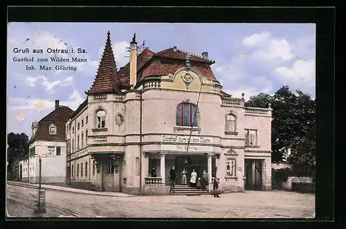 AK Ostrau i. Sa., Gasthof zum Wilden Mann