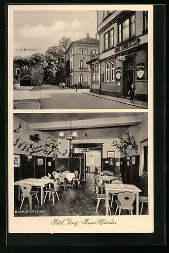 AK Hann.-Münden, Hotel Jung mit Ehrenmal, Innenansicht Bayrische Bierstube