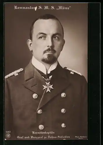 AK Kommandant der SMS Möwe, Korvettenkapitän Graf und Burggraf zu Dohna-Schlodien