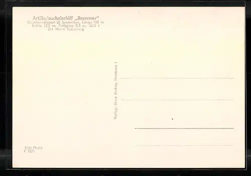 AK Artillerieschulschiff Brummer der Kriegsmarine auf hoher See