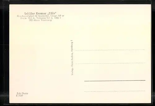 AK Leichter Kreuzer Köln der Kriegsmarine auf hoher See aus der Ferne