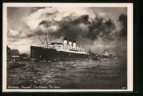 AK Hamburg, Passagierschiff Cap Polonie im Hafen anliegend