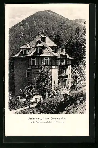 AK Semmering, Hotel Heim Sonnwendhof mit Sonnwendstein