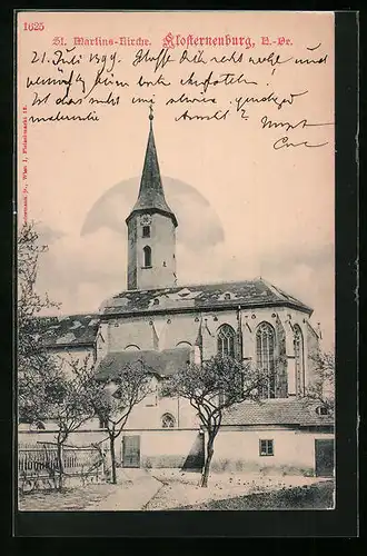 AK Klosterneuburg, St. Martins-Kirche in der Teilansicht