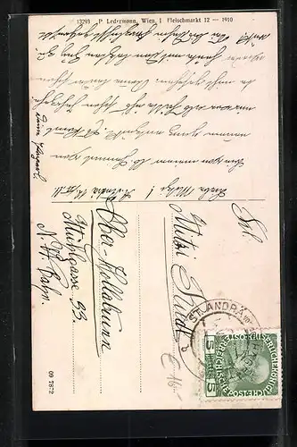 AK St. Andrä, Ortspartie mit Kirche aus der Vogelschau