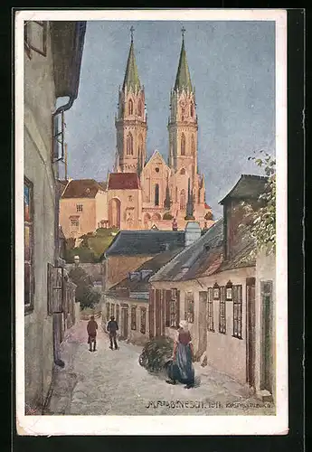 AK Klosterneuburg, Kreutzergasse mit Stiftskirche