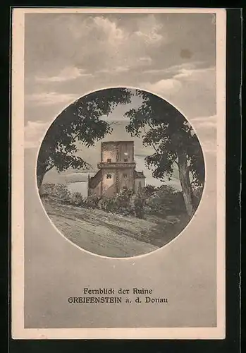 AK Greifenstein a. d. Donau, Fernblick der Ruine