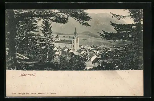 AK Mariazell, Ortsansicht aus der Vogelschau