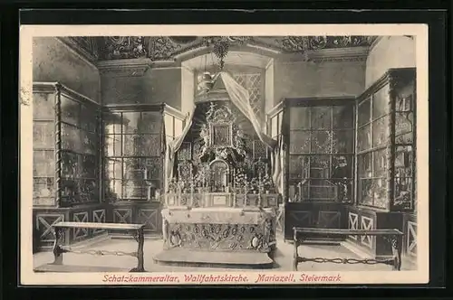AK Mariazell, Wallfahrtskirche - Innen, Schatzkammeraltar
