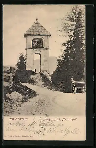 AK Mariazell, Turm am Kreuzberg, Kutsche