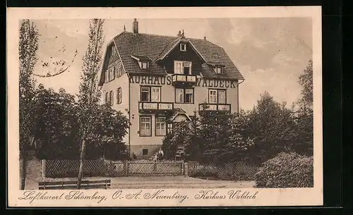 AK Schömberg, Hotel - Kurhaus Waldeck mit Zaun und Bäumen