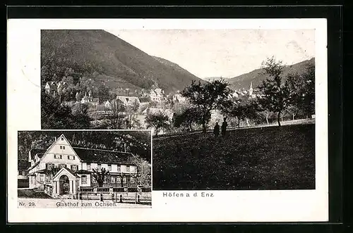 AK Höfen a. d. Enz, Ortsansicht und Gasthof zum Ochsen