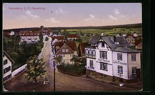 AK Schömberg, Strassenpartie mit Cafe Theurer