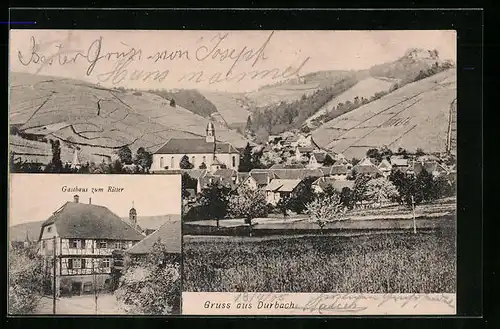 AK Durbach, Ortsansicht mit Gasthof zum Ritter