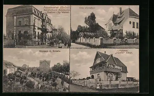 AK Appenweier, Bahnhofhotel, Villa Wohlleben, Landhaus Daheim