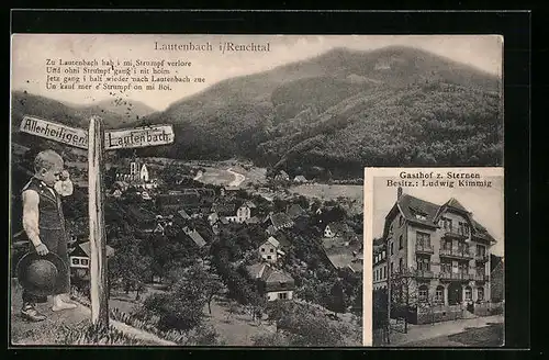 AK Lautenbach i. Renchtal, Ortsansicht und Gasthof z. Sternen