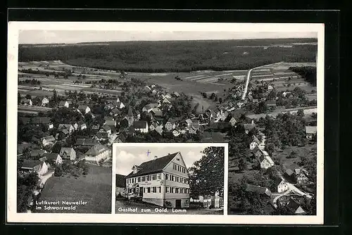 AK Neuweiler /Schwarzwald, Gesamtansicht vom Flugzeug aus, Gasthof zum Goldenen Lamm