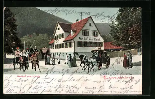 AK Unterreichenbach, Gasthof zum Hirsch mit Kutschen