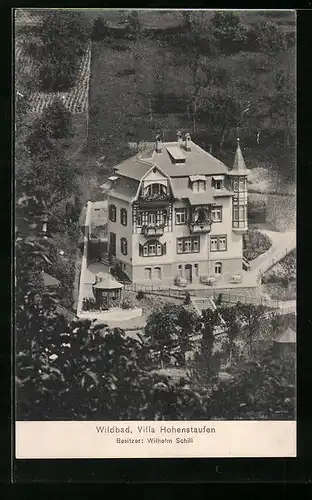 AK Wildbad, Hotel Villa Hohenstaufen, Gesamtansicht mit Park