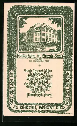AK Burgk /Saale, Kinderheim mit Sinnspruch