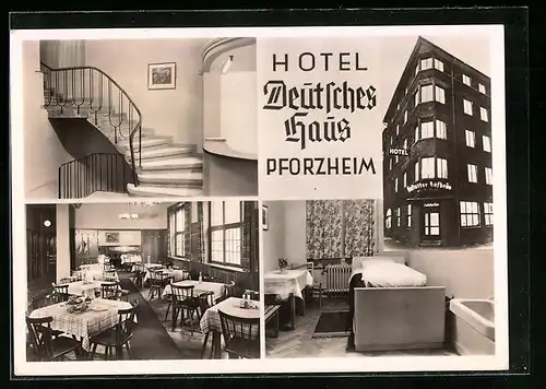 AK Pforzheim, Hotel Deutsches Haus, verschiedene Ansichten