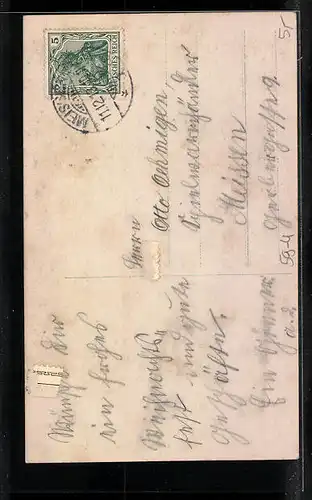 AK Kurioses Datum 11.12.1913, Hübsche Frau am Briefkasten