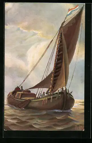 Künstler-AK Christopher Rave: Holländischer Küstenfahrer, Anfang des 19. Jahrh.