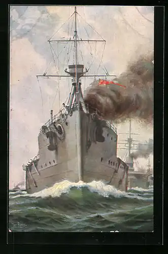 Künstler-AK Christopher Rave: Englisches Linienschiff Dreadnought 1906
