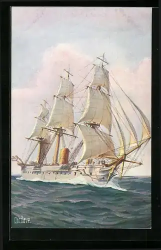 Künstler-AK Christopher Rave: Deutsches Schulschiff Stein 1879